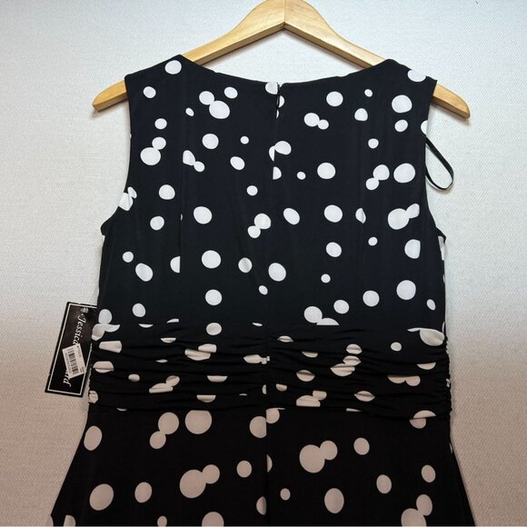 NWT Jessica Howard Womens A-line Midi Dress Size 8 Missy Black White Polka Dots - Picture 13 of 15